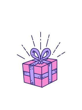 Yanıp sönen radyal çizgiler dövme stili bir Noel hediyesinin animasyonu