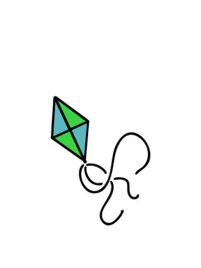 Havadaki geleneksel Brezilya uçurtmasının zıplama hareketli animasyonu