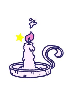 Parlayan yıldızlar Candle Holder Tebeşir Çiziminin animasyonunu etkiler