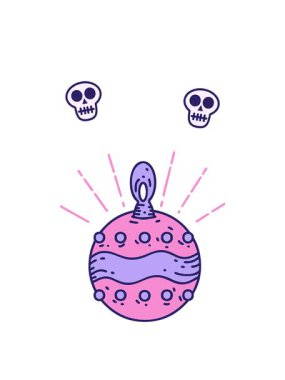 Geleneksel dövme stili yılbaşı süslerinin kafatası animasyonları