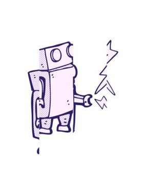 Çizgi film robotunun bölünen hareketi