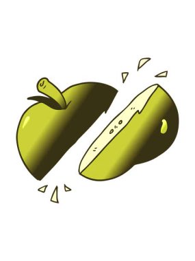 Dilimlenmiş elma çiziminin renk animasyonu değişiyor