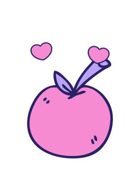 dönen kalpler, çizilmiş elmanın animasyonu.