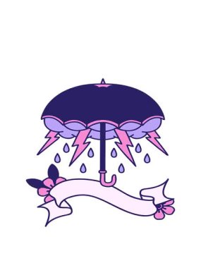 geleneksel dövmenin hareketli animasyonu bir şemsiye bayrağıyla