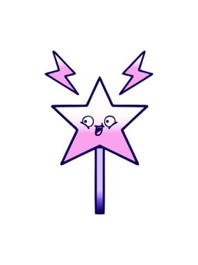 neon ışık efekti sihirli bir değneğin gradyan gölgeli çizgi filminin animasyonu