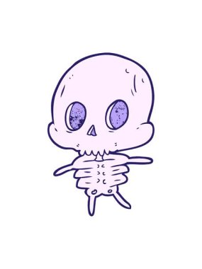 Sevimli karikatür iskeletinin basınçlı canlandırması