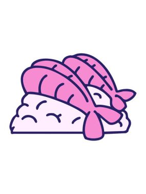 Pilav üzerine kızarmış Japon karidesinin parlak ışık efekti.