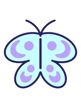 Basit ama sevimli kelebek çiziminin canlandırmasını renklendir