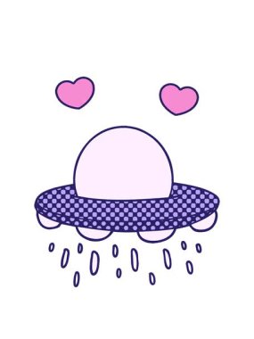 Uçan dairenin dönen kalp animasyonu