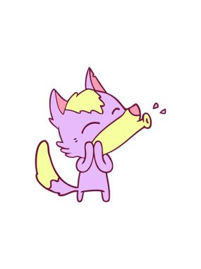 parlak renkli tilki çizgi film karakterinin yıldız patlaması etkisi animasyonu