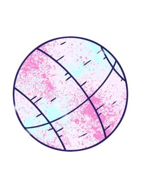 Sim efekti el çizimi çizgi film karalaması bir basket topunun karalaması