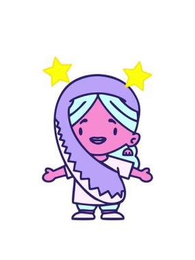 dönen yıldızlar geleneksel kıyafet tasarımındaki Hintli kadının animasyonu