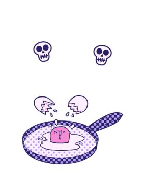 Kafataslarını döndüren çizgi film animasyonu yumurta kızartma