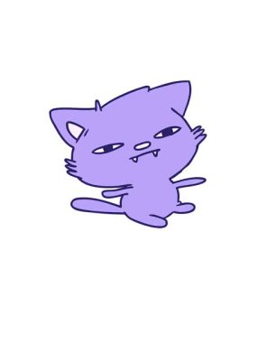 Şirin kawaii kedisinin serbest çizim animasyonunun yükselişi ve yüzüşü