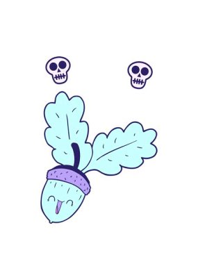 karikatür meşe palamudunun kafatası animasyonu