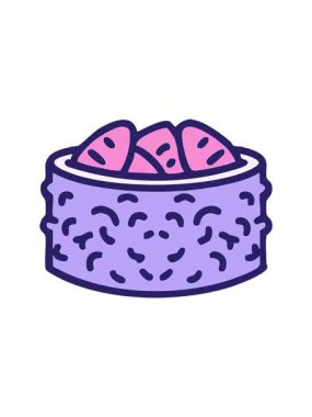 Geleneksel Japon suşi yosunlarının çizgi filminin dönen hareketli animasyonu