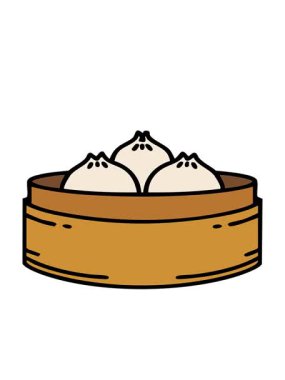 Yuvarlak bir buharlı buharlı Japon hamur köftelerinin hareketli animasyonu