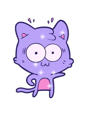 Çizgi filmin ışıltılı etkisi. Şaşırmış kedi.