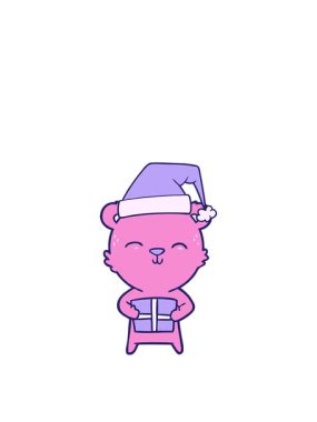 Hediyeli mutlu çizgi film ayısının zıplama hareketi.