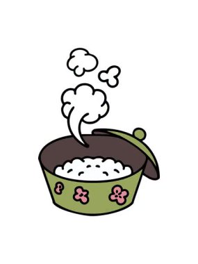 pixelize efekti bir kap Japon pilavının canlandırması