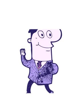 Çizgi film işadamının işe yürüyüşünün animasyonunu genişletiyorum.