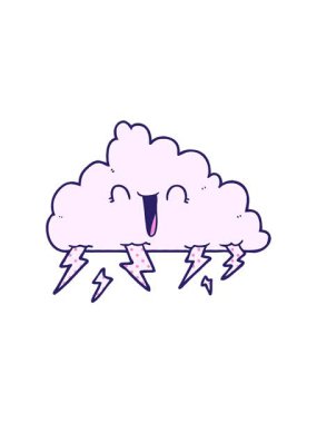 Bir gökgürültüsü bulutunun çizgi filminin hareketli animasyonu