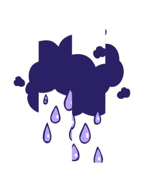 Karikatür bulutlarının yağmur yağışının bölünen hareketi