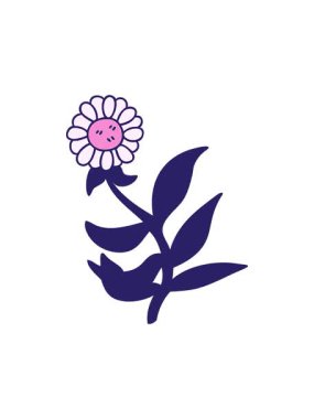 Dönen hareketli el animasyonu garip karikatür papatya çiçeği çizimi