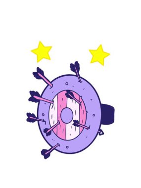 dönen yıldızlar oklarla dolu kalkanın animasyonu