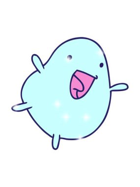 Çizgi film çizimlerinin ışıltılı etkisi, kawaii şirin, mutlu fasulye.