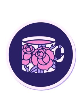 Titreyen hareketli dövme çıkartması geleneksel bir fincan ve çiçek stilinde.