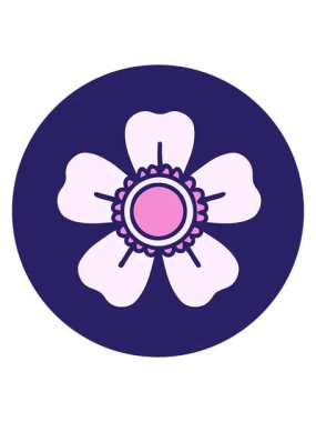 Parlak ışık efekti ikonik dövme şeklindeki bir çiçeğin canlandırması