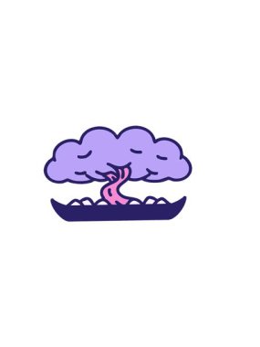 Sığ saksıda bir bonsai ağacının yatay titreşimli animasyonu