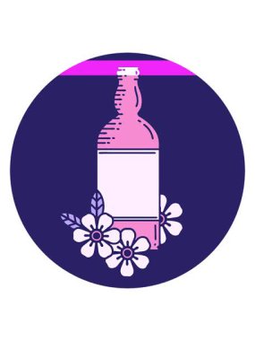 Rom şişesi ve çiçeklerin ikonik dövme imajını canlandırın.