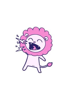 Çizgi film kükreyen aslanının yatay titreşimli animasyonu