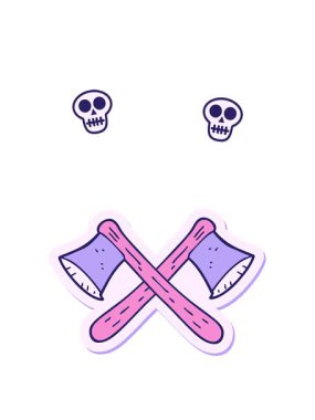 Çizgi film çapraz baltalarının kafatası animasyonları