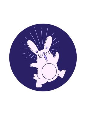 Dikkat çekici dövme stili hoplayıp zıplayan tavşan ikonu.