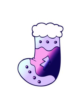 Çizgi film noel çorabının neon ışık efekti animasyonu