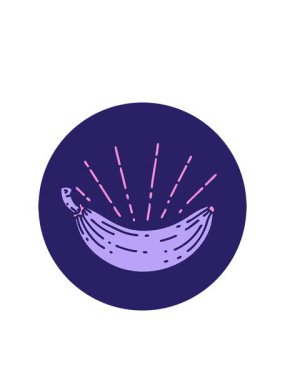 Dövme stili muz ikonunun yanıp sönen radyal çizgileri