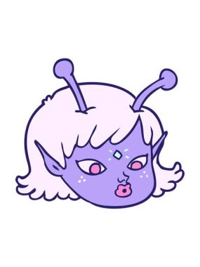 Uzaylı kız suratının çizgi filmdeki animasyonunu durdur ve bob