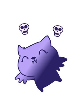 kawaii yarasasının gradyan çizgi filminin el yazması animasyonu.