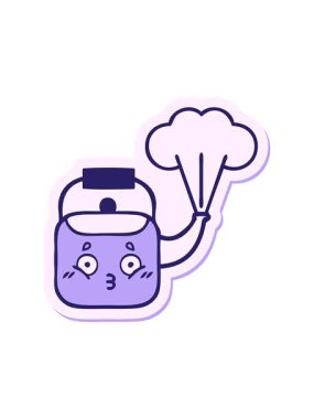 Tatlı, dumanı tüten bir çizgi filmin çıkartmasının basınçlı canlandırması.