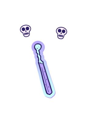 Yanmış bir karikatür kibritinin kafatası animasyonu