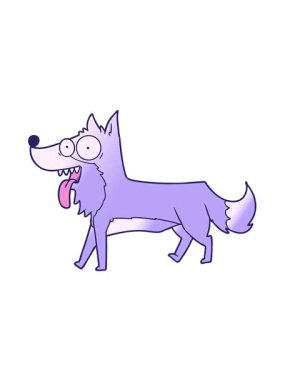 Çizgi filmdeki mutlu köpeğin hareketli animasyonu.