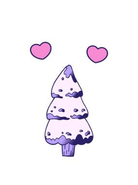 dönen kalpler çizgi çam ağaçlarının animasyonu