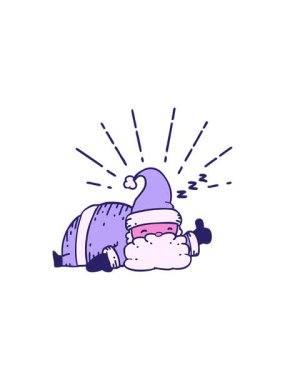 Geleneksel dövme stili Noel Baba Noel Baba karakterinin uyuma animasyonu.