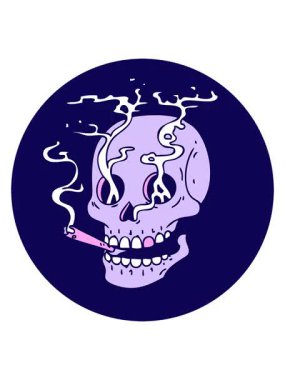 Bir kafatasının ikonik retro dövme görüntüsünün neon ışık efekti animasyonu