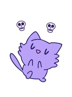 Küçük sevimli kedi kafatası animasyonu.