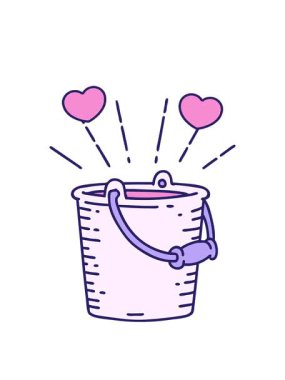 Geleneksel dövme stili su kovası çiziminin dönen kalpleri canlandırması