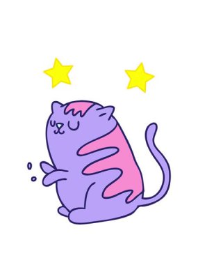 dönen yıldızlar çizgi film kedisinin el çiziminin animasyonu